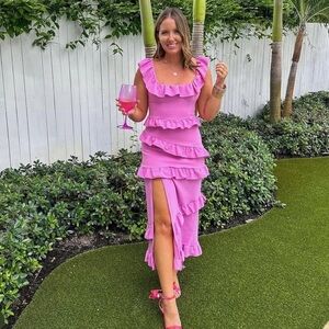 SHOW ME YOUR MUMU Greta Dress In Lilac Pink Stretch